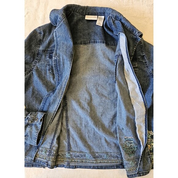 Alfred Dunner Denim Shirt Jacket South West Embellish Embroidery Pocket Size 18 - Picture 3 of 12
